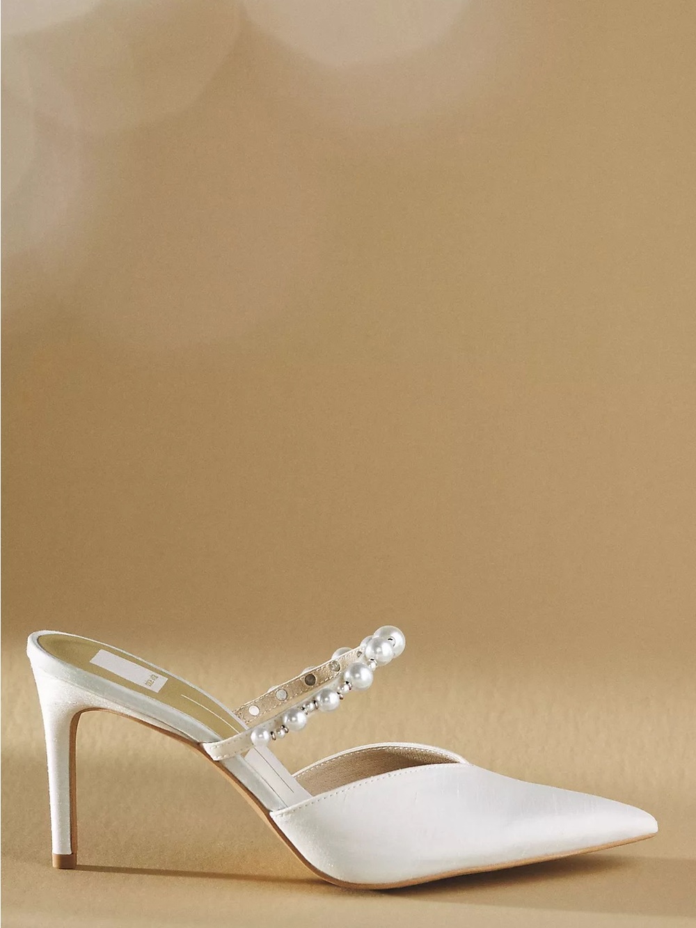Dolce Vita Ivory Pearl-Embellished Pointed Mule Heels